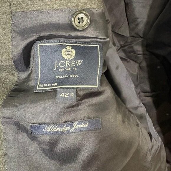 J Crew Blazer Mens 42R Italian Wool Aldridge Jacket Loro Piana 120s Charcoal - Picture 6 of 10